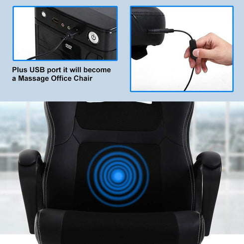 Gaming Chair Computer Office Ergonomic High Back Massage PC Desk Chairs with Lumbar Support & Padded Armrest Racing