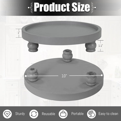 Counter, MAONAME Decorative Round Wood Riser for Display, Farmhouse Pedestal Stand for Kitchen Grey Wooden Risers Tray