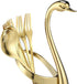 AnSaw Gold Swan Base Holder Set with 10 Pcs Mini Leaf Teaspoons & Dessert Forks - Perfect for Appetizers, Salads