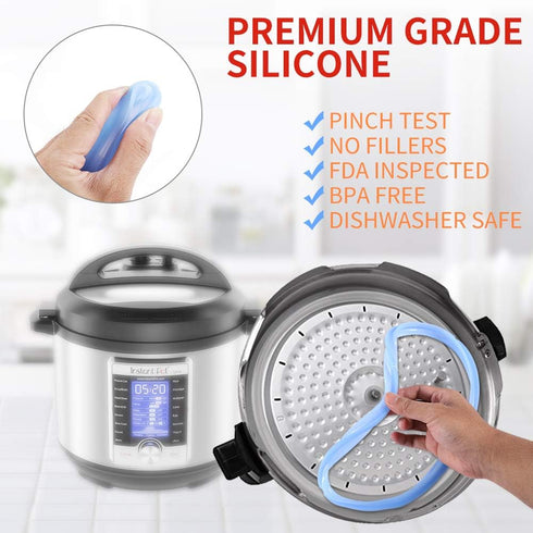Silicone Sealing Ring for Instant Pot 8Qt, Fits Various Models, 2 Pack in Sky Blue & Cherry Red