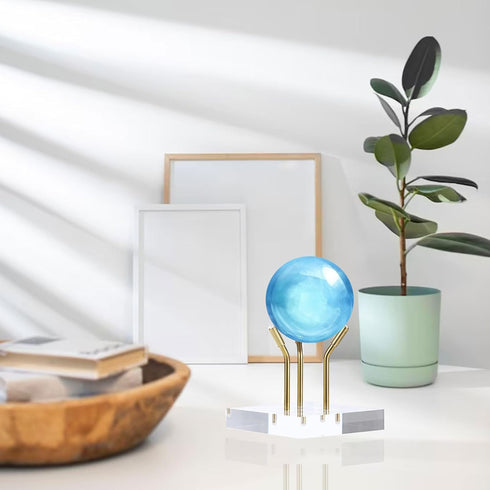 Hipiwe Gold Metal Arm Display Stand Easel with Acrylic Base for Decorative Display of Sphere Crystal Ball, Eggs,