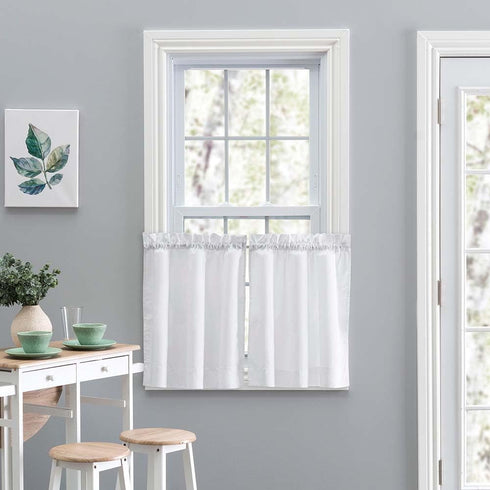 Ellis Curtain Stacey Sheer Tailored Tier Pair Curtains, 56-by-30 Inch, White, 56x30