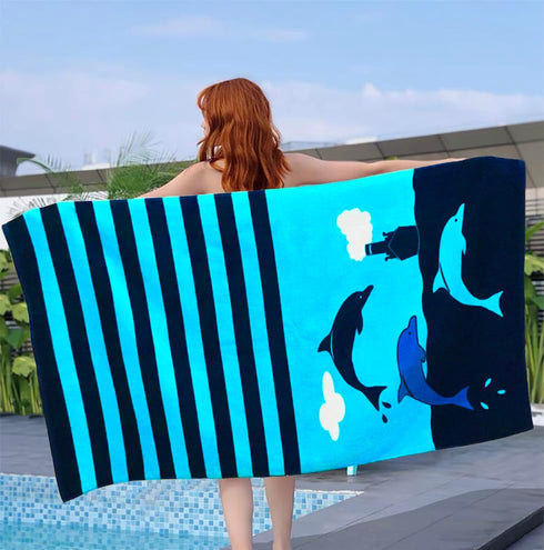 4-Pack 100% 34"x63" Swimming YIFONTIN Beach Towels Cotton Extra Large XL Soft Absorbent Velour Throw Blanket Gift