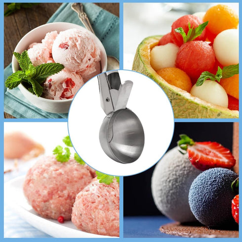 JIANWEI Set, Frozen Sundaes(size:2pcs) Ice Cream Scoop Stainless Steel Ice Cream Ball Making Spoon, Old Time