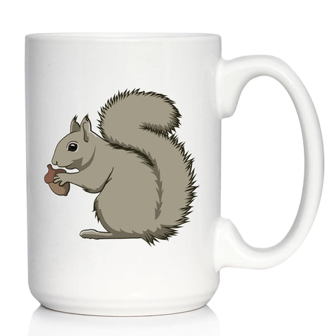 Squirrel Coffee Mug - Large 15oz White Ceramic Mug - Squirrel Gifts and Decor for Squirrel Lovers
