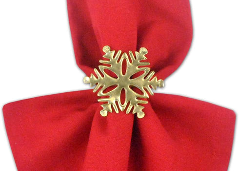 DII Christmas Thanksgiving Holiday Tabletop Décor Collection - Decorative Napkin Ring Holder Set, Gold Snowflake