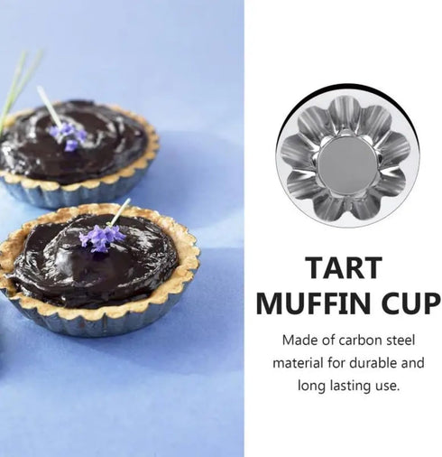 12 Pcs Stainless Steel Tart Pans, Non-Stick Flower Cookie Cutters Mold for Baking, Flower and Round Muffin Cups