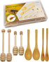 Wooden Honey Dipper Sticks and Spoon - 8Pcs Wooden Spoon for Honey