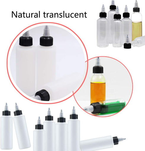 20 Pcs 4 Oz Plastic Squeeze Condiment Bottles with Twist-on Cap Lids, Squirt Sauce Bottles for Ketchup, Mustard, Olive