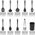 Silicone Kitchen Utensils Set of 10 for Cooking Serving & Nonstick Cookware, Slotted Turner, Soup Ladle, Skimmer, Round Spatula, Slotted Spoon, Pasta Server, Spoon, Spatula, Tongs & Holder by GreatChef