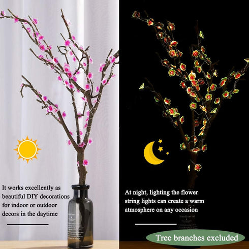 13ft 40LED OMIKA Multicolor Flower Lights Cherry Blossom String Lights Battery Operated & USB Powered, Fairy Lights