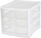 Sterilite 3 Drawer Desktop Storage Unit, White with Clear Drawers, Tabletop Organizer, 4-Pack