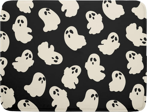 Halloween Dish Drying Mat, 18”x24” Absorbent Microfiber Ghosts Mat for Kitchen Counter, Reversible Fast Drying