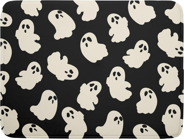 Halloween Dish Drying Mat, 18”x24” Absorbent Microfiber Ghosts Mat for Kitchen Counter, Reversible Fast Drying