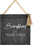 Parisloft Rustic Farmhouse Wood Hanging Decor - Everything Is Figureoutable Framed Wall Sign with Bead String Hanger,