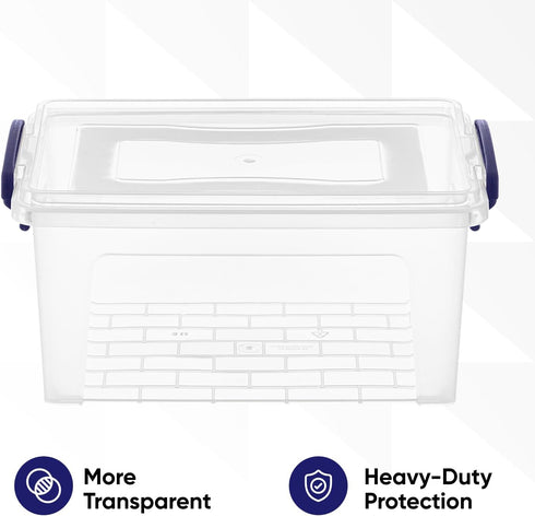 Superio Clear Storage Bins with Lids, Stackable Box with Latches and Handles, Extra Small, 2 Pack
