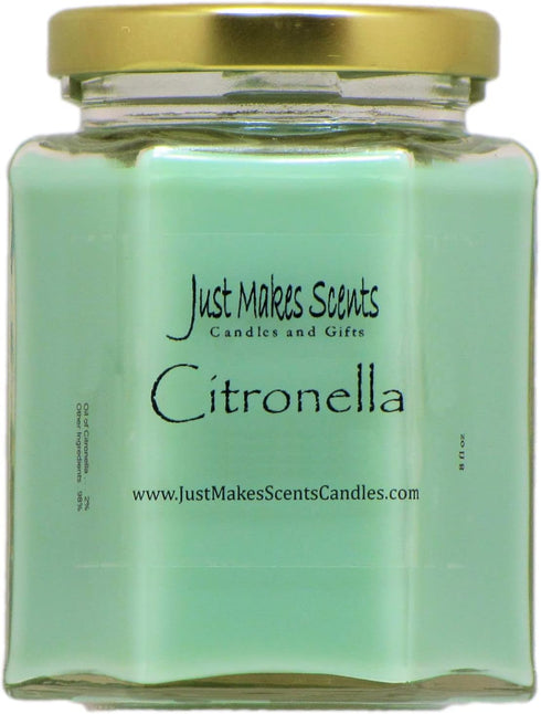 Citronella Scented Blended Soy Candle for Indoor Use by Just Makes Scents (Citronella)