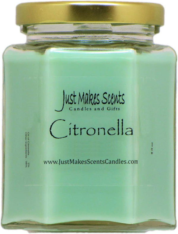 Citronella Scented Blended Soy Candle for Indoor Use by Just Makes Scents (Citronella)