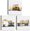 brayqu Set of 3 Construction Nursery Canvas Wall Art Framed Paintings Prints Watercolor