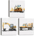 brayqu Set of 3 Construction Nursery Canvas Wall Art Framed Paintings Prints Watercolor