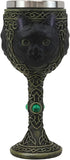 Ebros Wicca Mystical Witching Hour Black Cat Wine Goblet, 7oz Celtic Beverage Chalice with Green Gems