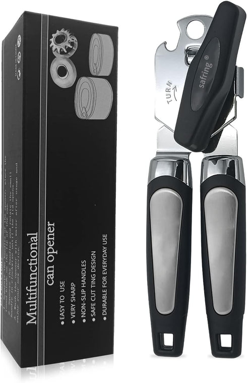 Manual Can Opener, Handheld Heavy Duty Stainless Steel with Comfortable Handle and Sharp Blade