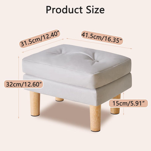 16.34" 12.4" W12.6" UHBD041G YMYNY Small Footstool Ottoman, Faux Leather Footrest with Sponge Padded Seat, Step Stool