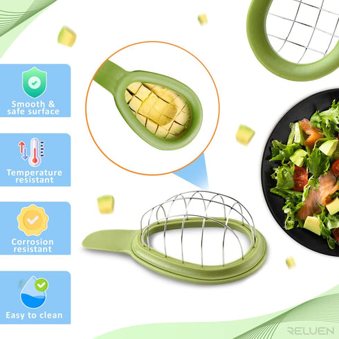 Avocado Slicer Tool - 3.2 x 6.3 Inches with Ergonomic Handle, Food-Grade Plastic and Stainless Steel