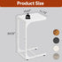 WLIVE C Shaped End Table, Small Couch Side Tables with Metal Frame, Sofa Table TV Tray for Living Room, Bedroom, White