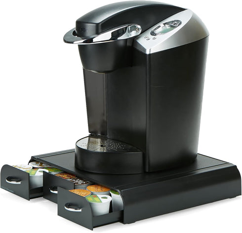 Mind Reader Single Serve Coffee Organizer with 3 Drawers, 36 Capacity, Black