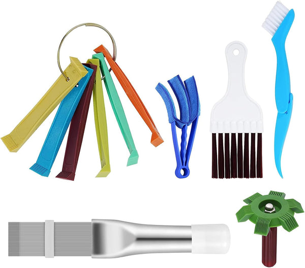 Shkalacar 6 Pieces Air Conditioner Fin Cleaner Set - 5 Different Fin Comb and 2 Brush Tools for Radiator Repair