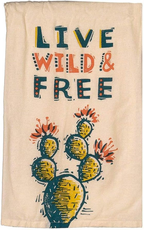 Primitives By Kathy Live Wild And Free Dish Towel