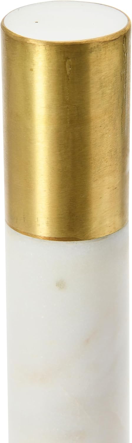 Bloomingville Modern Marble Paper Towel Holder with Brass Accent Band, White