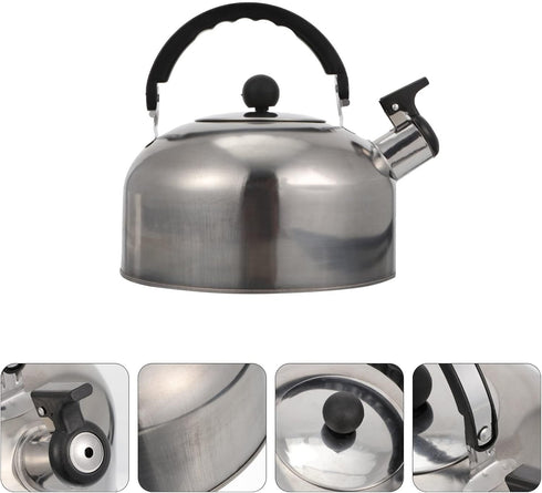 ABOOFAN Whistling Tea Kettle - Stainless Steel 2L Teapot for Stovetop Hot Water, Fast Boil Silver Kettle