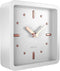 Driini Modern Mid Century Desk & Shelf Clock, White Rose Gold, Battery Operated with Silent Analog Movement