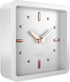 Driini Modern Mid Century Desk & Shelf Clock, White Rose Gold, Battery Operated with Silent Analog Movement