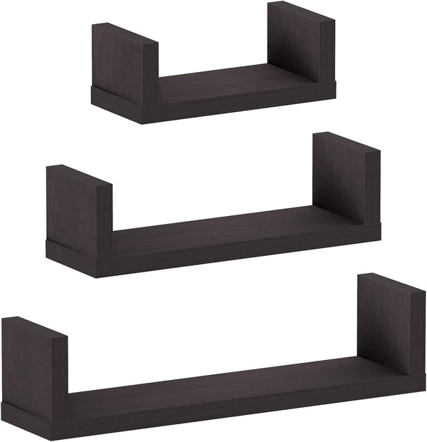 FURINNO Indo Wall Mounted Floating Shelves, Espresso