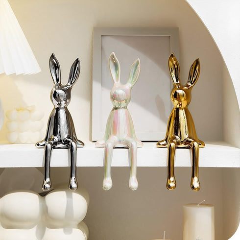 Jubiluxor 3-Piece Rabbit Decor Sculptures - Home, Office, Living Room, Bedroom - Accents, Decorations, Figurines