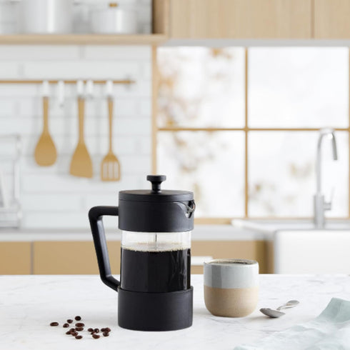 Oggi Borosilicate Glass French Press Coffee Maker, 34oz - 8 Cup Capacity, Stainless Steel Lid & Plunger