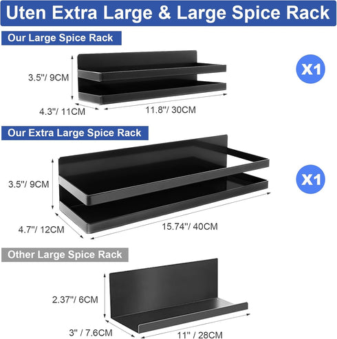 2 Pack Uten Large Magnetic Spice Rack for Refrigerator, Enhanced Magnetic Shelves, Magnetic Shelf Moveable Fridge