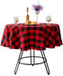 Buffalo Check Christmas Round Tablecloth - Cotton Linen Plaid Cover for 60 Inch Round Table Decoration