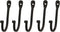 Early American Single Prong Wrought Iron Hooks, Set of 5 - Rustic Curved Metal Fasteners for Decorative Wall Décor