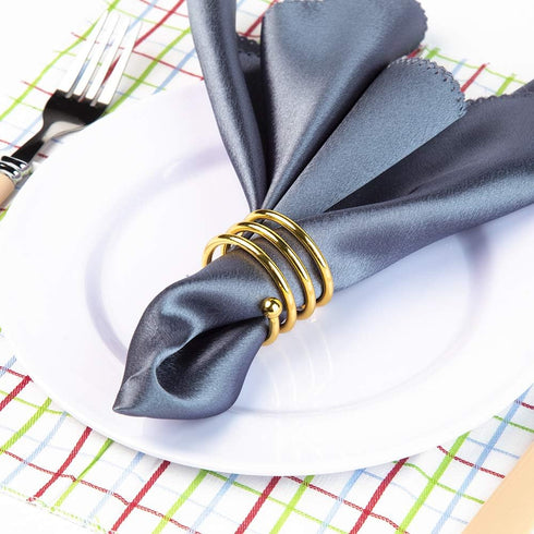 6Pcs Round Gold Napkin Rings Set of 6 Napkin Holders for Thanksgiving, Wedding, Fall Party, Valentines Day, Easter