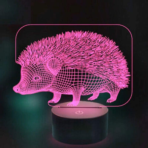 Optical Illusion 3D Hedgehog Night Light 16 Colors Changing USB Power Remote Control Touch Switch Decor Lamp LED Table Desk Lamp Children Kids Christmas Xmas Brithday Gift