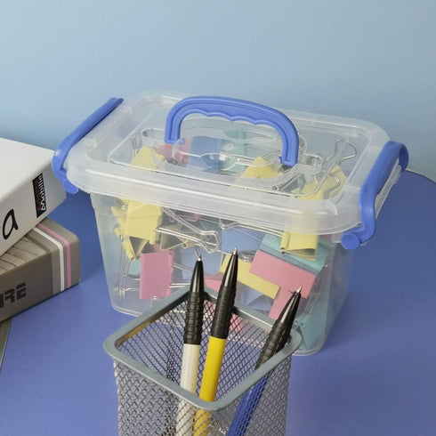 Morcte 1.5 L Mini Plastic Storage Bin - Clear Small Latch Box, Pack of 6