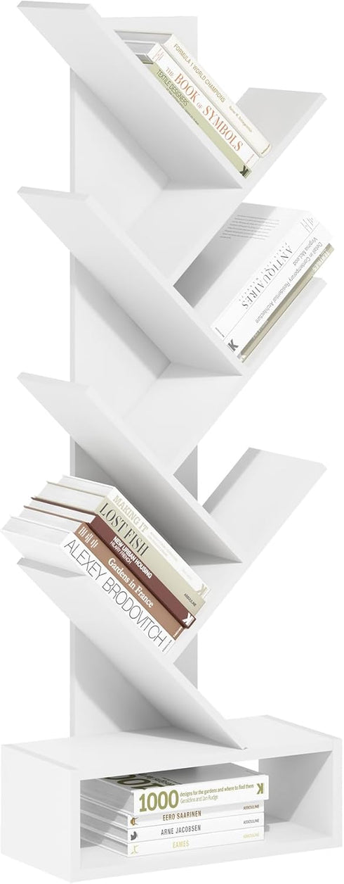 Furinno Tree Book Shelf, 7-Tier Bookshelf, Tree Bookcase with Bottom Shelf, 8.4