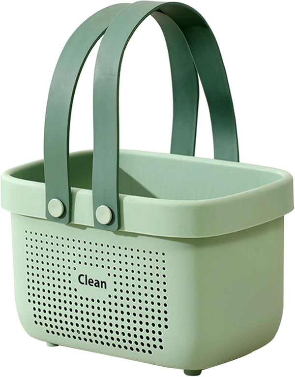 JiatuA Shower Caddy Baskets - Plastic Storage Bins with Silicone Handles for Bathroom, Kitchen, Closet, Bedroom (Small