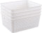 Gloreen White Plastic Basket, 8 Quart Weave Storage Baskets, Set of 4