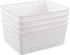 Gloreen White Plastic Basket, 8 Quart Weave Storage Baskets, Set of 4