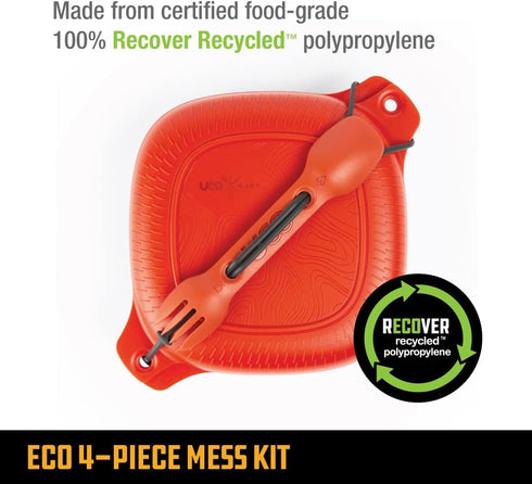 UCO 5-Piece Recycled ECO Camping Mess Kit with Bowl, Plate, and Switch Spork Utensil Set